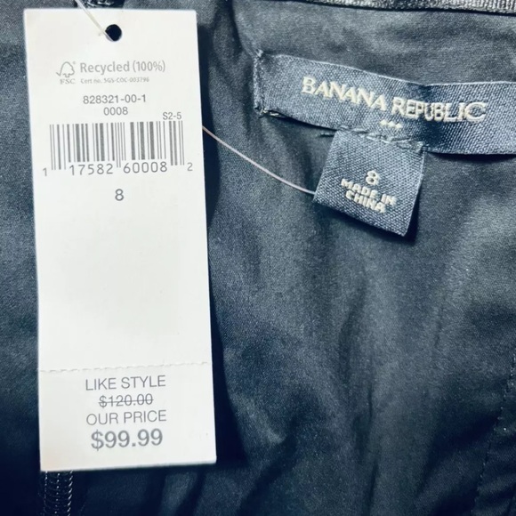 NWT Banana Republic Strapless Dress Women's 8 Back Slit Cotton Blend Black - Picture 4 of 11